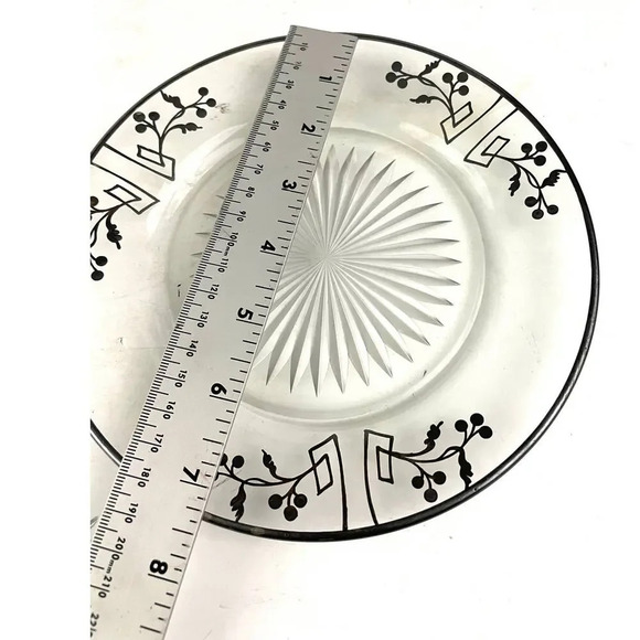 VTG Sterling Silver Overlay Starburst Etched Glass Plate 7.25" - Picture 13 of 16